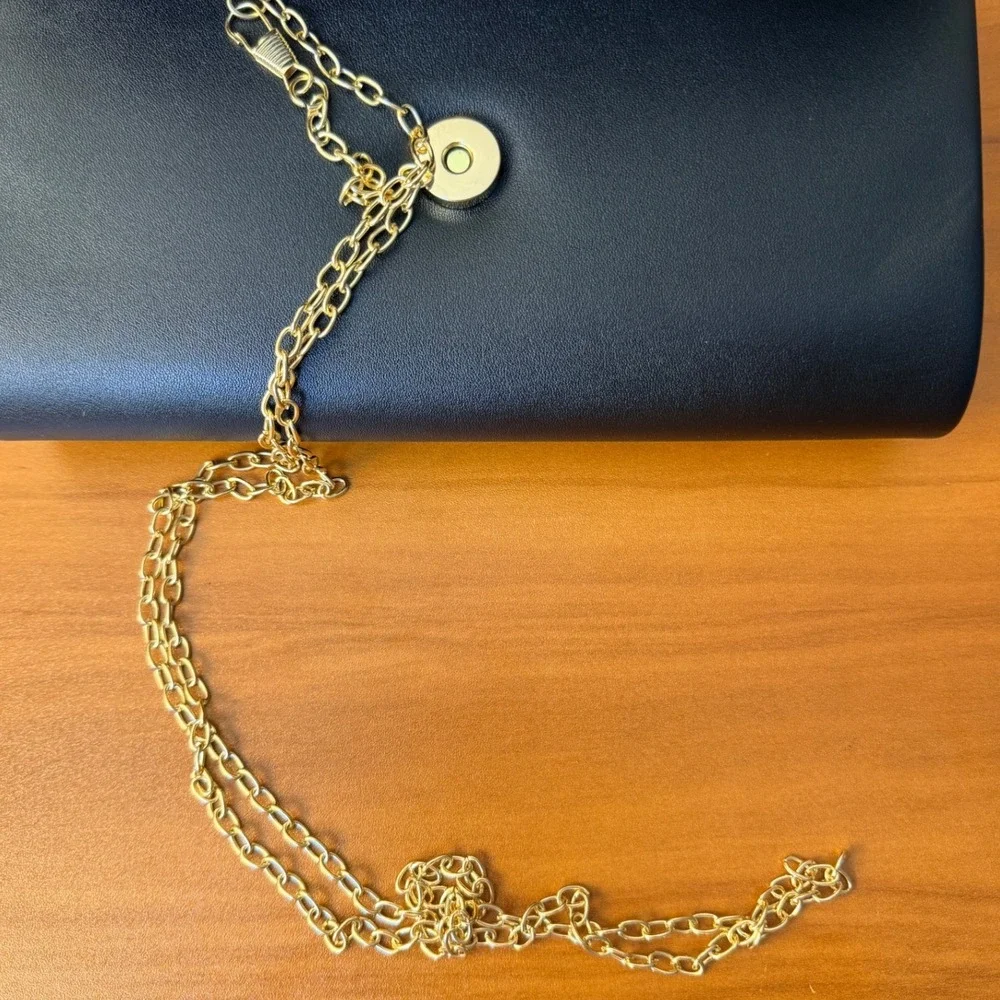 CXL by Christian Lacroix Madison Black Smooth Clutch Detachable Chain CXLH24990